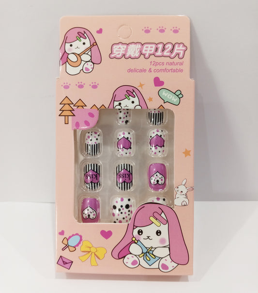 Cute Press-On Artificial Nail Set for girls (12 pcs)