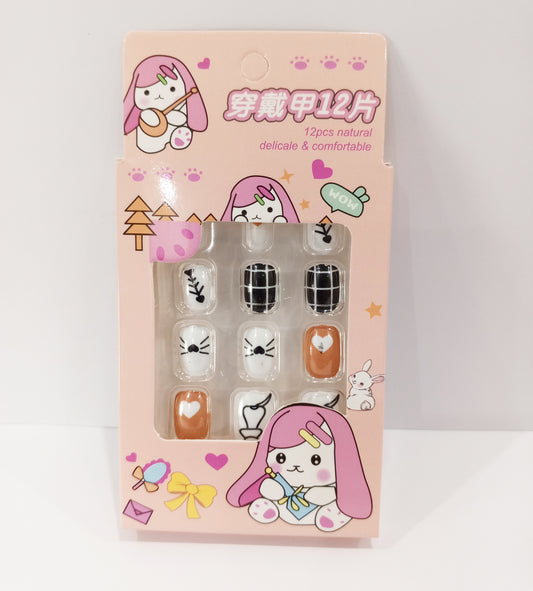 Cute Press-On Artificial Nail Set for girls (12 pcs)